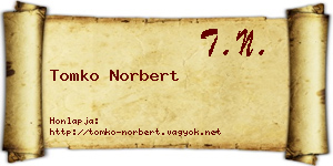 Tomko Norbert névjegykártya